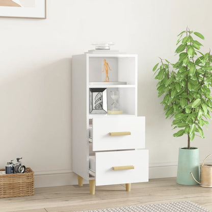 Aparador De Madera Contrachapada Blanco Brillante 34,5x34x90 Cm / Vetonek_1