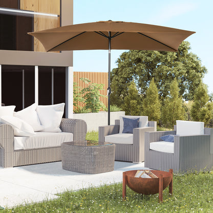 Outsunny Sombrilla De Terraza Exterior 200x300 Cm Con Ángulo Ajustable Café_1