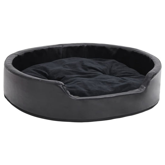 Vidaxl Cama Para Perros Felpa Y Cuero Sintético Negra 79x70x19 Cm_0