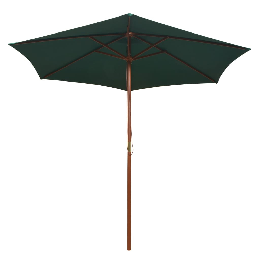 Vidaxl Sombrilla Con Palo De Madera Verde 270x270 Cm_1