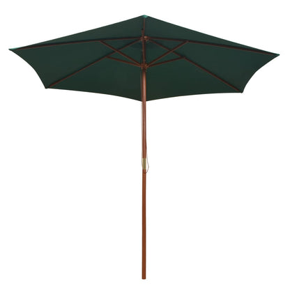 Vidaxl Sombrilla Con Palo De Madera Verde 270x270 Cm_1