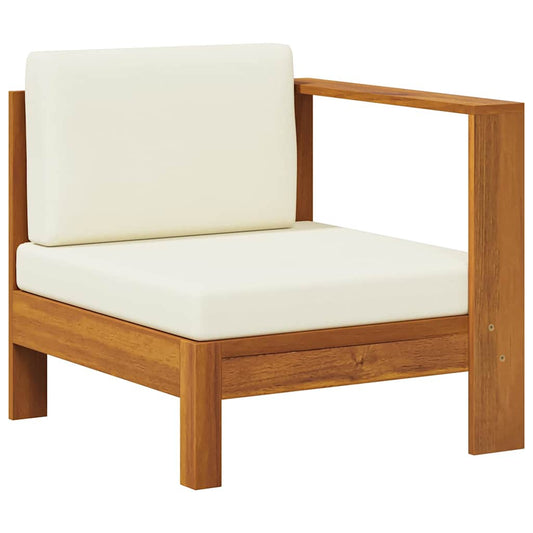 Vidaxl Sofá Central Con 1 Reposabrazos Madera De Acacia Blanca Crema_0