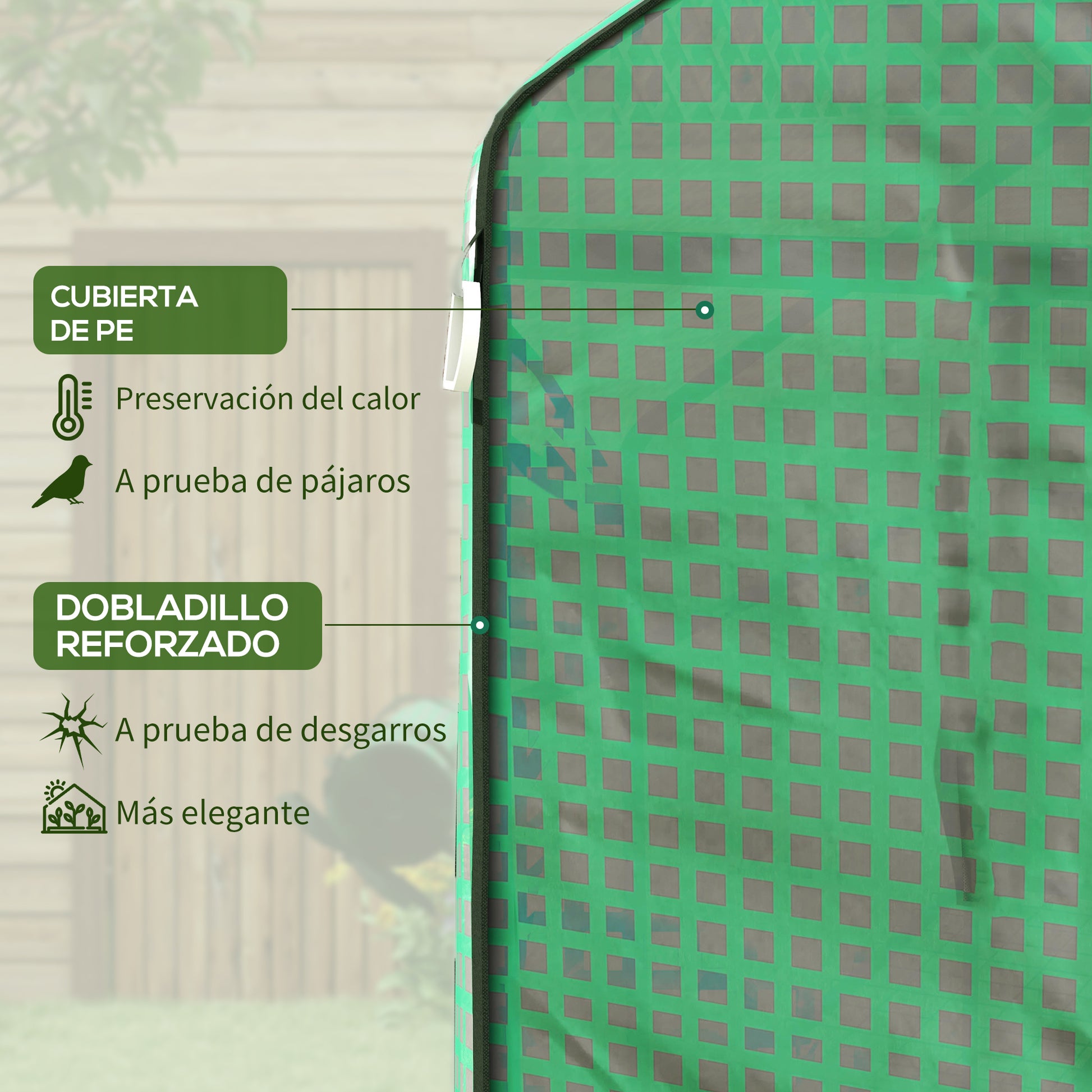 Outsunny Cubierta De Invernadero 140x73x190 Cm Con Ventana Anti-uv Verde_3