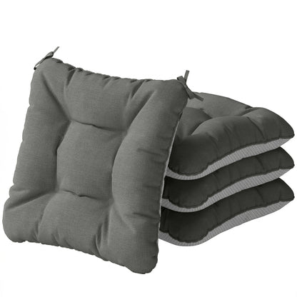 Outsunny Set De 4 Cojines Para Sillas 39,5x39,5x10 Cm Para Jardín Con Lazos Gris_0