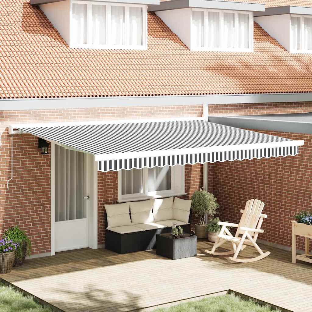 Toldo Retráctil Aluminio Y Tela Gris Antracita Y Blanco 4,5x3 M_1