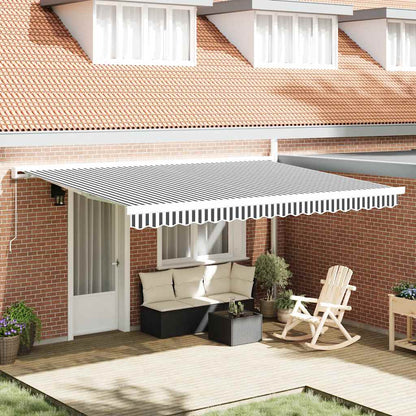 Toldo Retráctil Aluminio Y Tela Gris Antracita Y Blanco 4,5x3 M_1