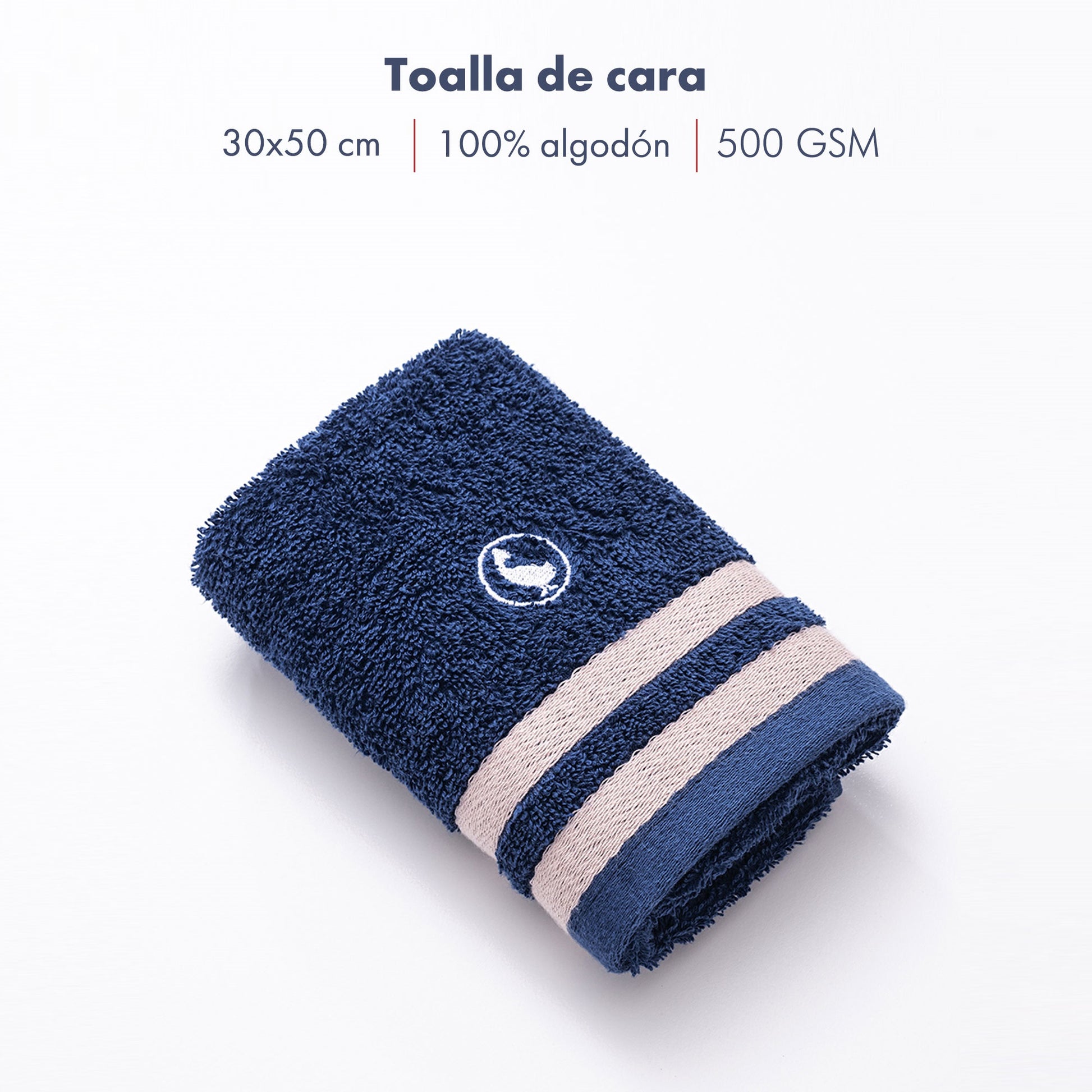 Toalla De Cara En Azul Marino 30x50cm 100% Algodón 500gsm El Ganso