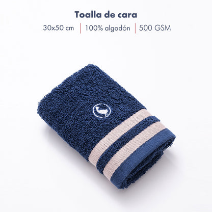 Toalla De Cara En Azul Marino 30x50cm 100% Algodón 500gsm El Ganso