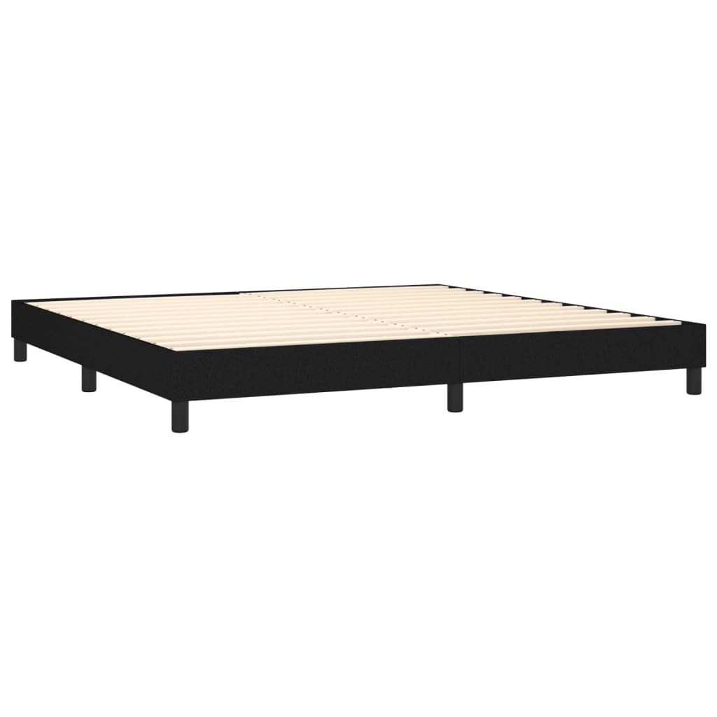 Cama Box Spring Colchón Y Luces Led Tela Negro 200x200 Cm / Vetonek_1