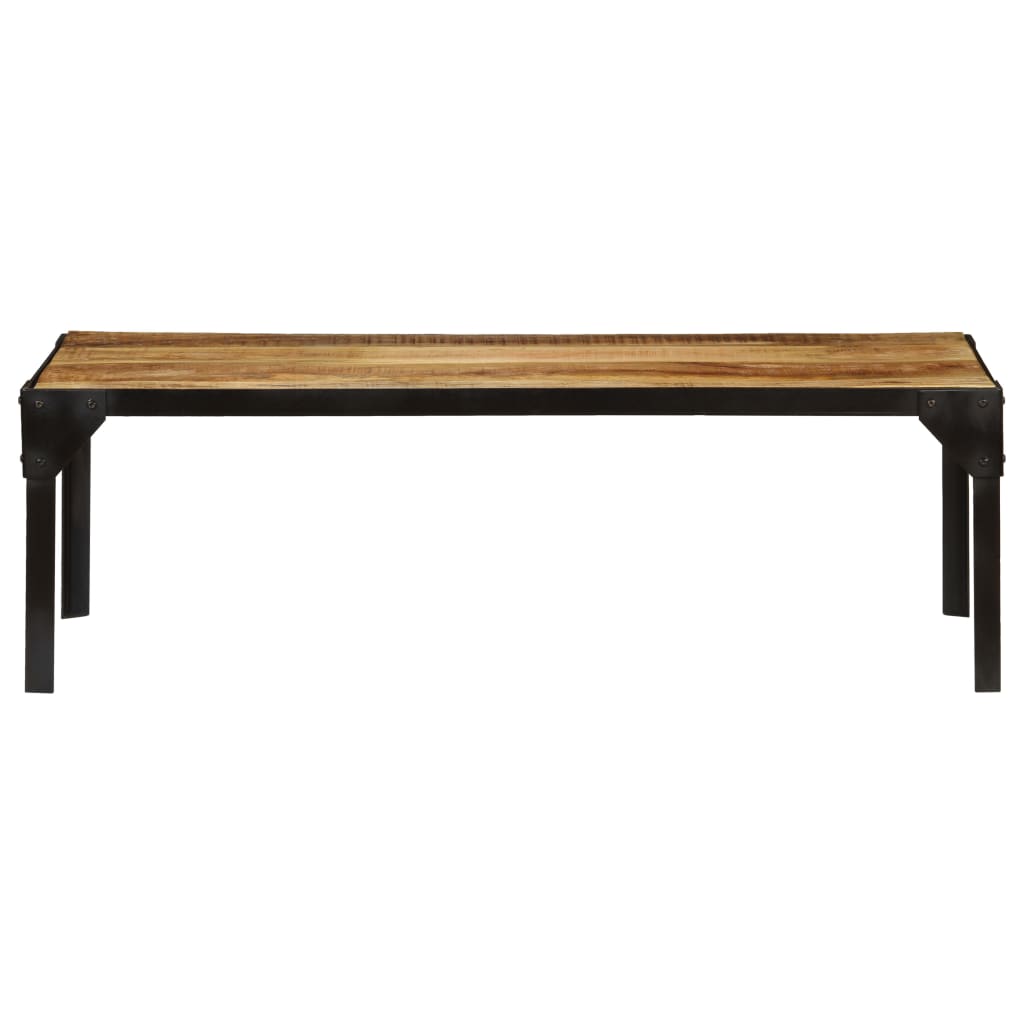 Mesa De Centro De Madera Maciza De Mango Rugosa Y Acero 110 Cm_0