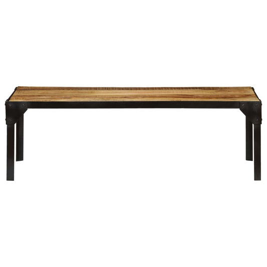 Mesa De Centro De Madera Maciza De Mango Rugosa Y Acero 110 Cm_0