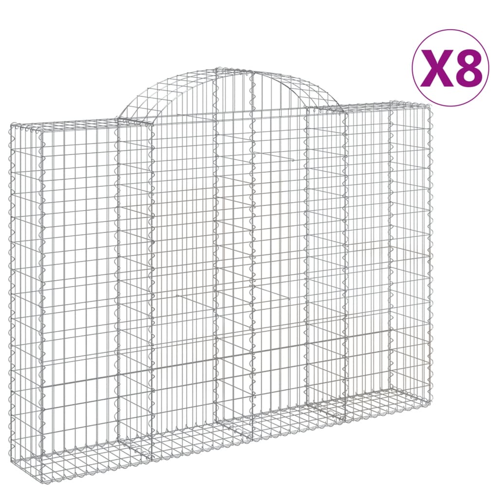 Cestas Gaviones 8 Uds Forma De Arco Hierro 200x30x140/160 Cm_0