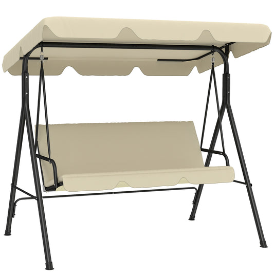 Outsunny Columpio De Jardín De 3 Plazas Techo Ajustable 172x118x153 Cm Beige_0