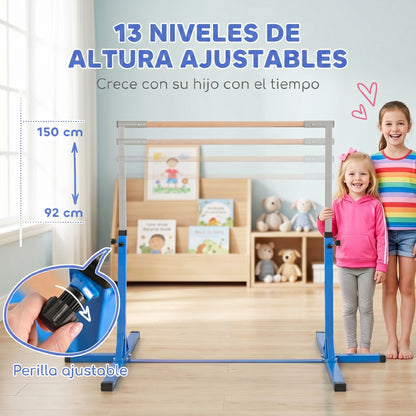 Homcom Barra De Gimnasia Para Niños De +3 Años Con Altura Ajustable 92-150 Cm_3