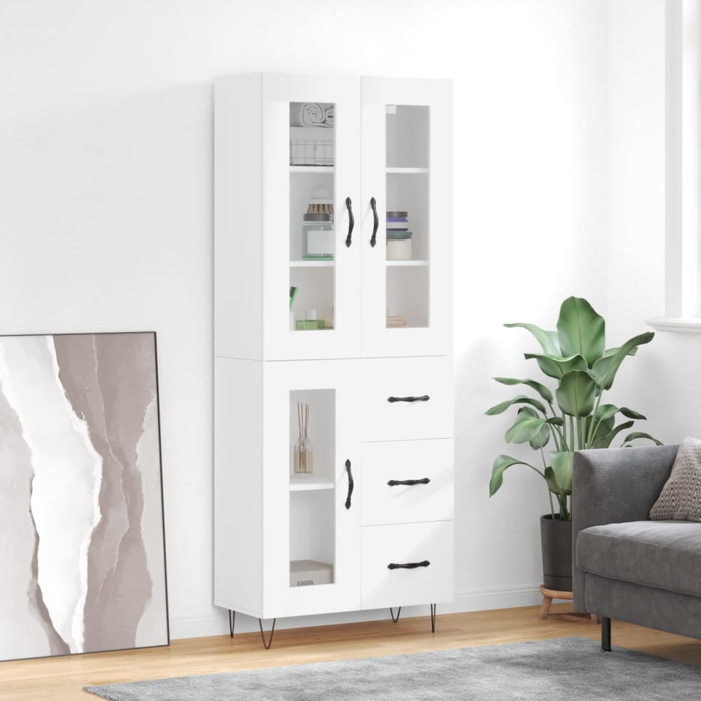 Aparador Alto Madera Contrachapada Blanco 69,5x34x180 Cm_0