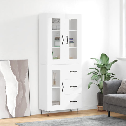 Aparador Alto Madera Contrachapada Blanco 69,5x34x180 Cm_0