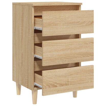 Mesita De Noche Patas Madera Maciza Roble Sonoma 40x35x69 Cm_4