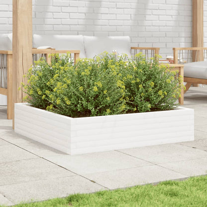 Jardinera Madera Maciza De Pino Blanco 100x100x23 Cm_2