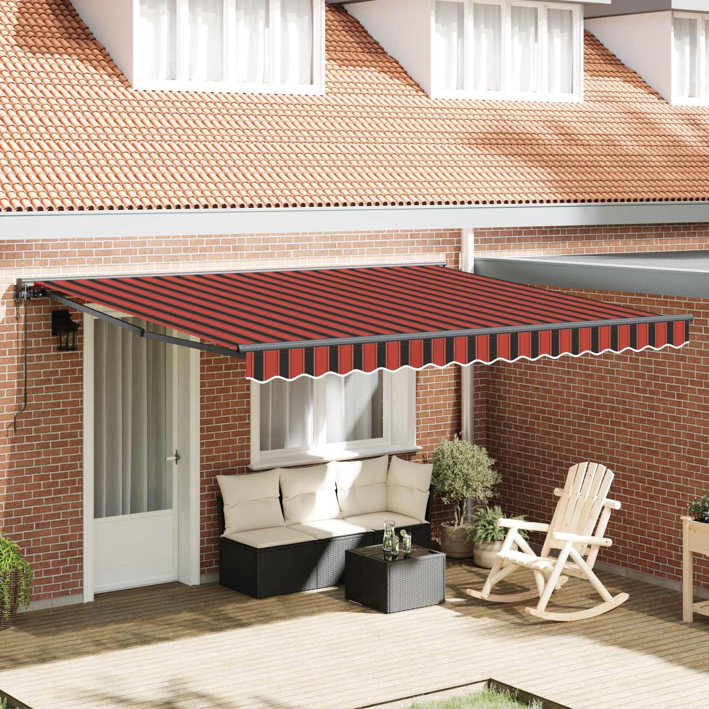 Toldo Retráctil Naranja Y Marrón 350 X 250 Cm Poliéster_1