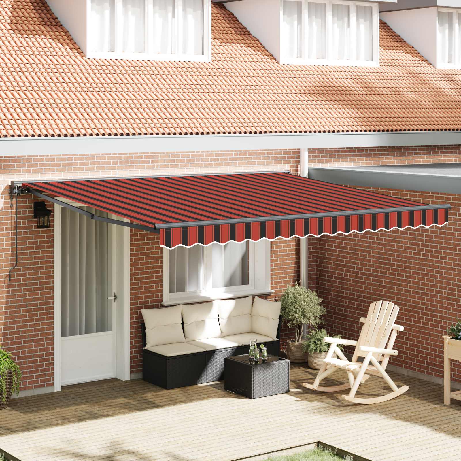 Toldo Retráctil Naranja Y Marrón 350 X 250 Cm Poliéster_1