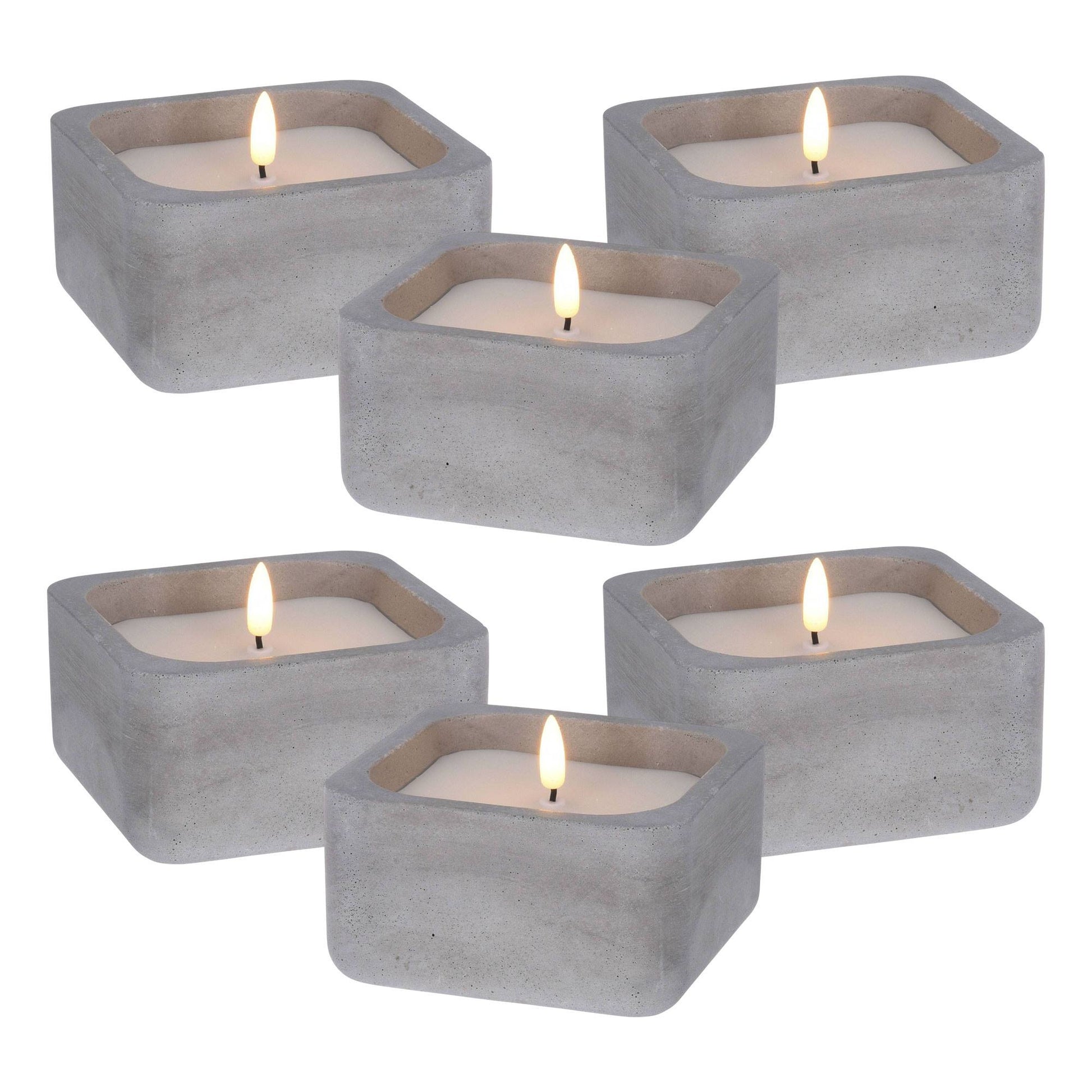 Well Home - Pack 6 Velas Led Cuadrarda Gris