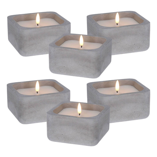 Well Home - Pack 6 Velas Led Cuadrarda Gris