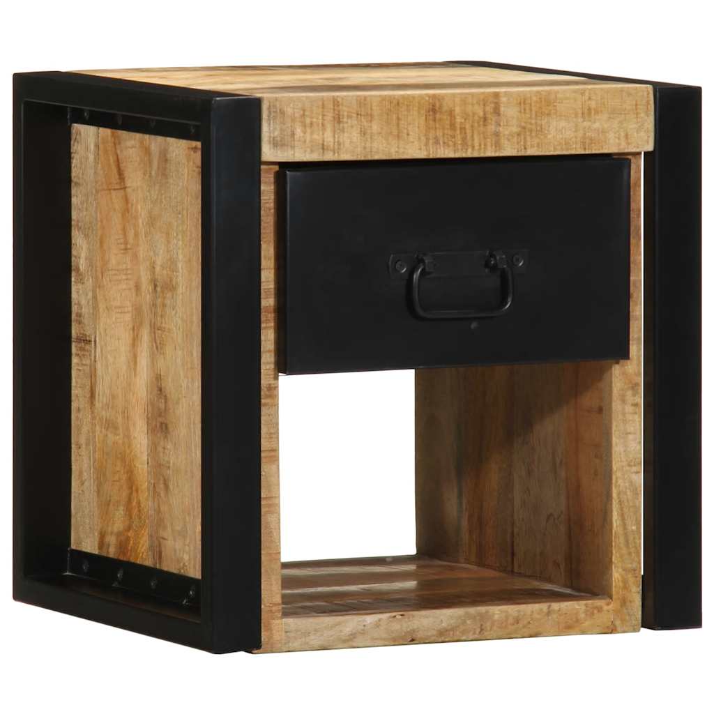 Mesitas De Noche 2 Uds 40x35x40 Cm Madera Maciza Rugosa Mango_2