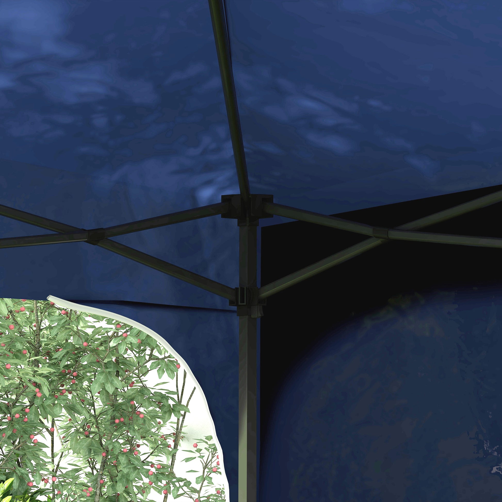 Outsunny Carpa Plegable 3x3 M Altura Ajustable 1 Pared Lateral Azul_3