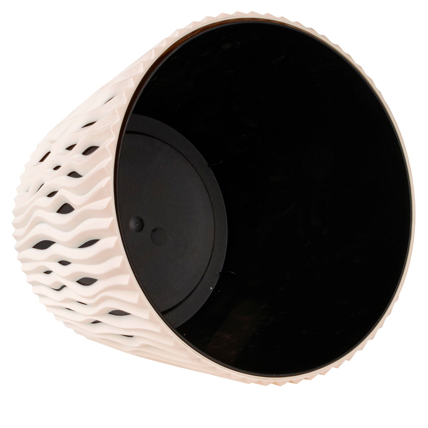 Maceta Redonda De Plastico Sandy Round En Color Crema 26,2 (largo) X 26,2 (ancho) X 22,2 (alto) Cm_3
