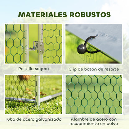 Pawhut Gallinero Para Exterior 2,8x5,1x1,9 M Para 15-24 Gallinas Plata_4