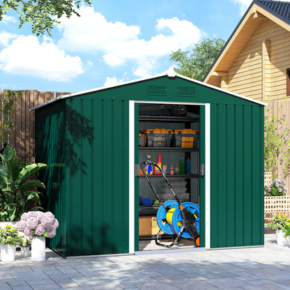 Outsunny Caseta De Jardín 3,6m² 236x174x190 Cm Con Puertas Correderas 4 Ventanas_4