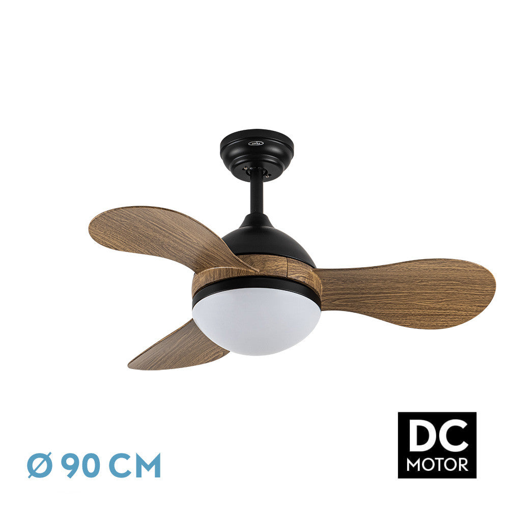 Ventilador Dc Solido 24w Negro 3aspas Madera 91d 2640lm 3000k,4000k,6500k Remoto+memoria+temporizador_0