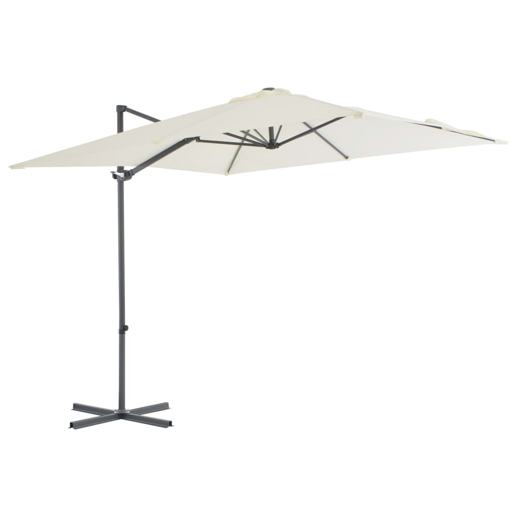 Vidaxl Sombrilla De Jardín Voladiza Con Palo De Acero Arena 250x250 Cm_0
