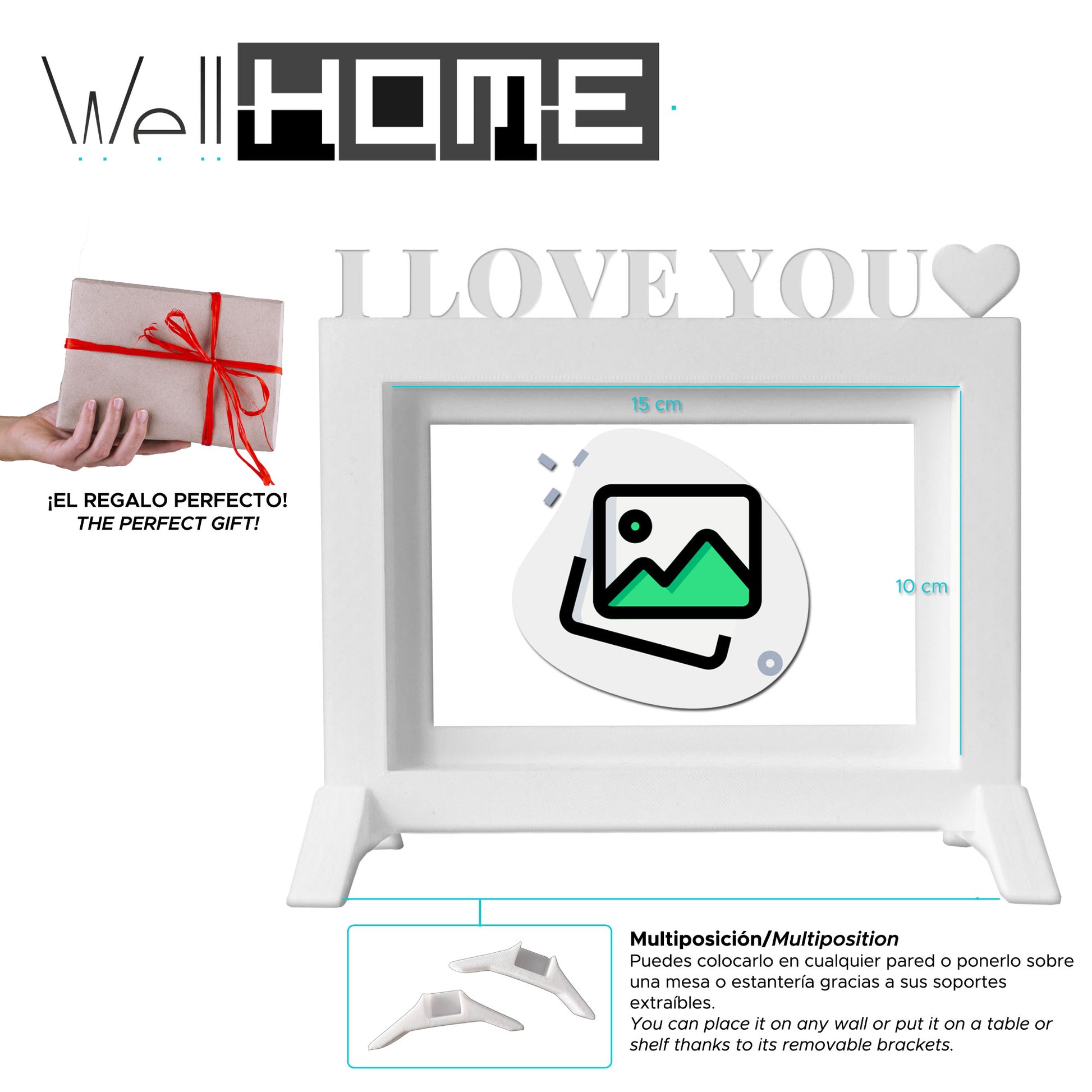 Wellhome - Marco I Love You Blanco 20,5x13,5 Cm Para Fotos 10x15 Cm_1