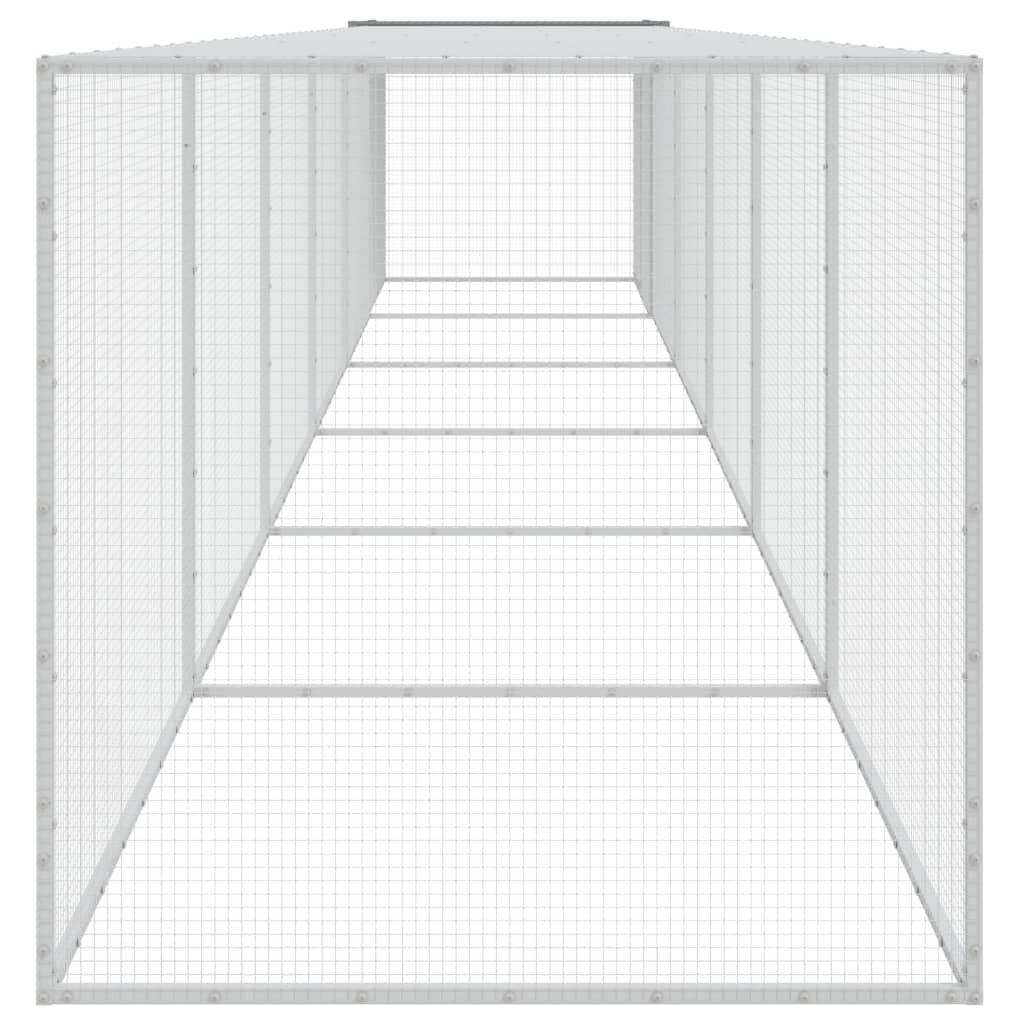 Vidaxl Gallinero Con Techo Acero Galvanizado Gris Claro 603x98x90 Cm_3