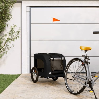Vidaxl Remolque De Bicicleta Mascotas Hierro Tela Oxford Negro_1