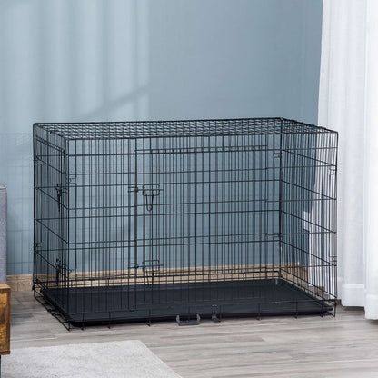 Pawhut Transportín De Perro De 2 Puertas Plegable Con Asa Acero 121x76,5x81 Cm_1