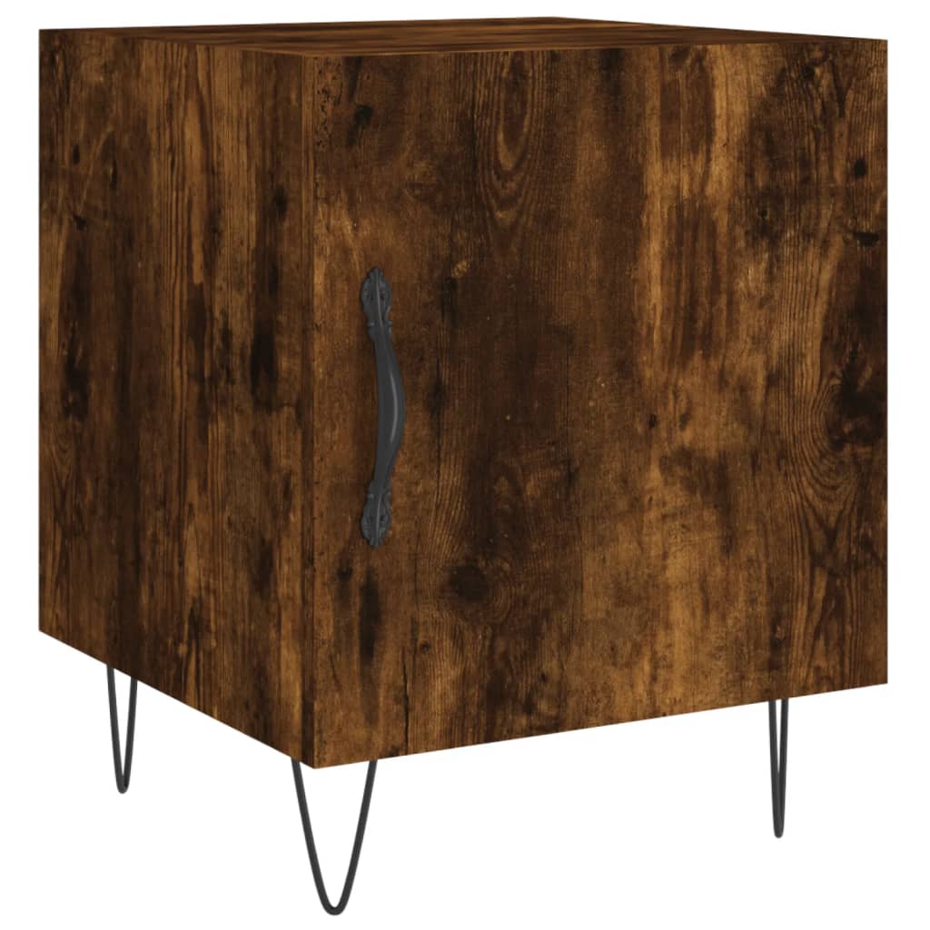 Mesita De Noche Madera De Ingeniería Roble Ahumado 40x40x50 Cm_0