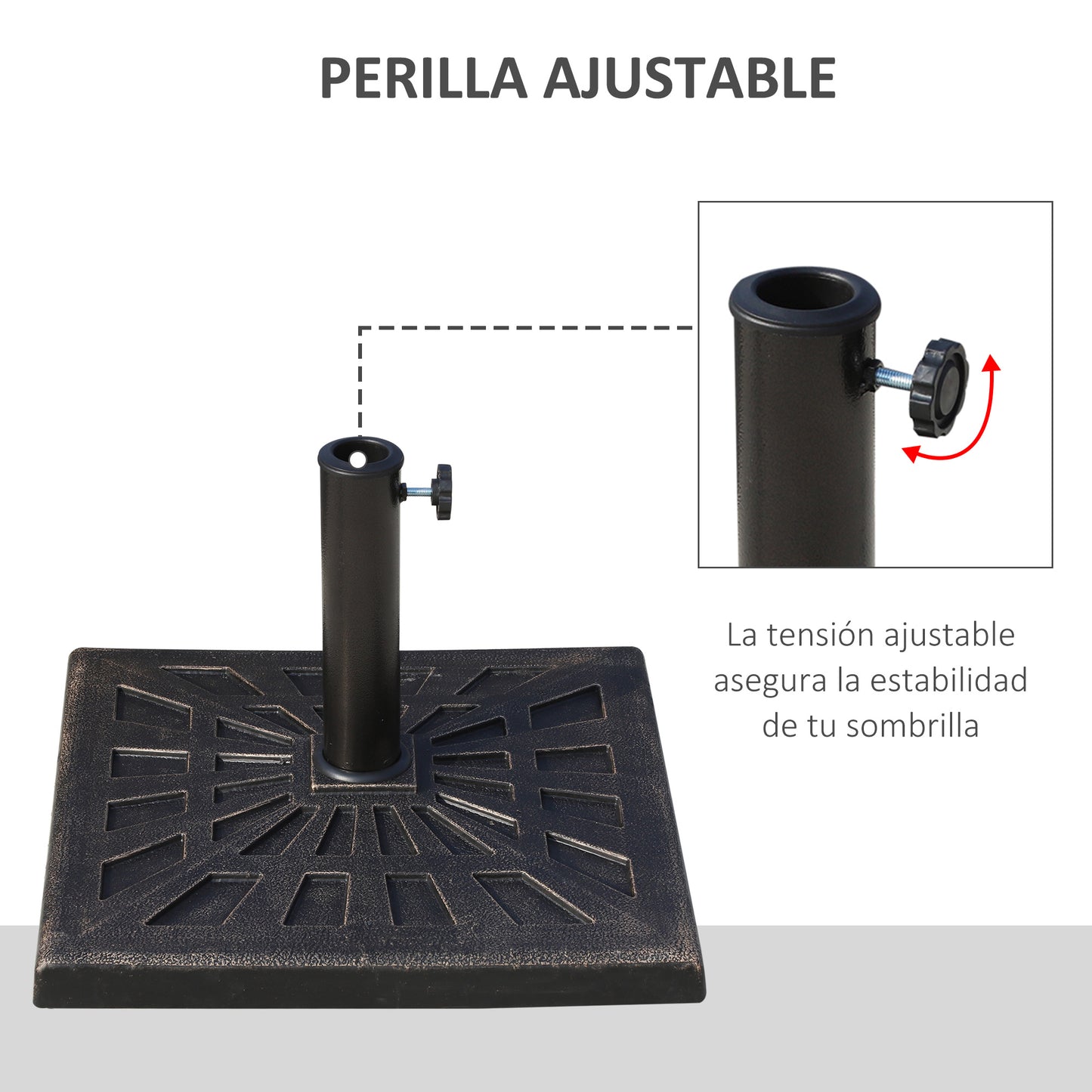 Outsunny Base De Sombrilla Peso 15 Kg Soporte Para Parasol De Resina Para Mástiles De Ø3_4