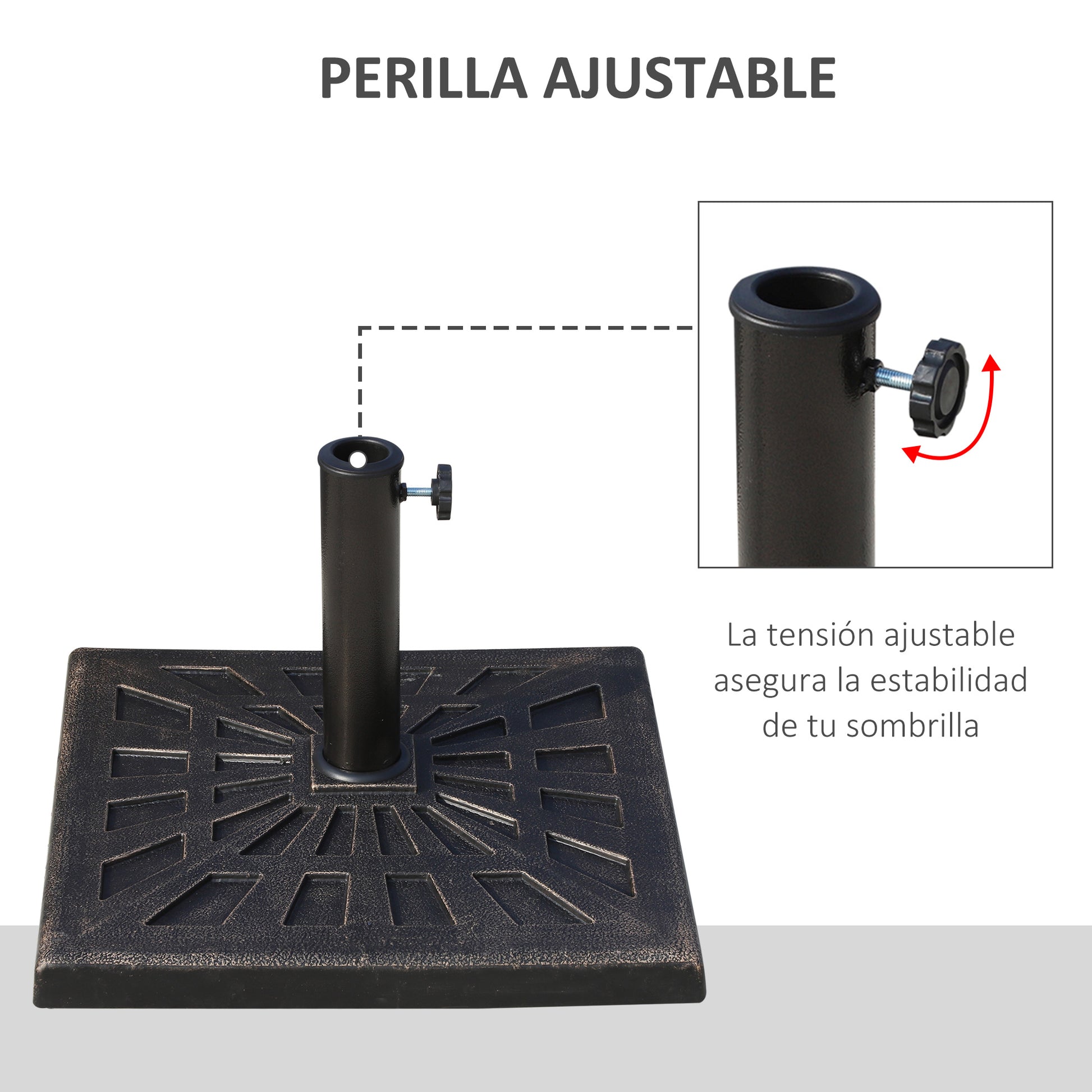Outsunny Base De Sombrilla Peso 15 Kg Soporte Para Parasol De Resina Para Mástiles De Ø3_4