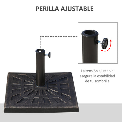 Outsunny Base De Sombrilla Peso 15 Kg Soporte Para Parasol De Resina Para Mástiles De Ø3_4