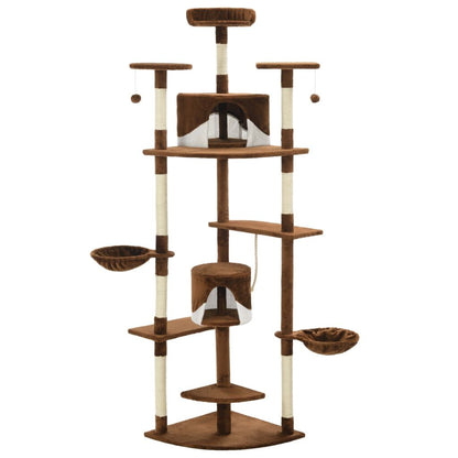 Vidaxl Rascador Para Gatos Con Poste De Sisal Marrón Y Blanco 203 Cm_0