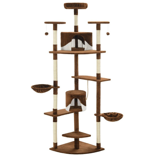 Vidaxl Rascador Para Gatos Con Poste De Sisal Marrón Y Blanco 203 Cm_0