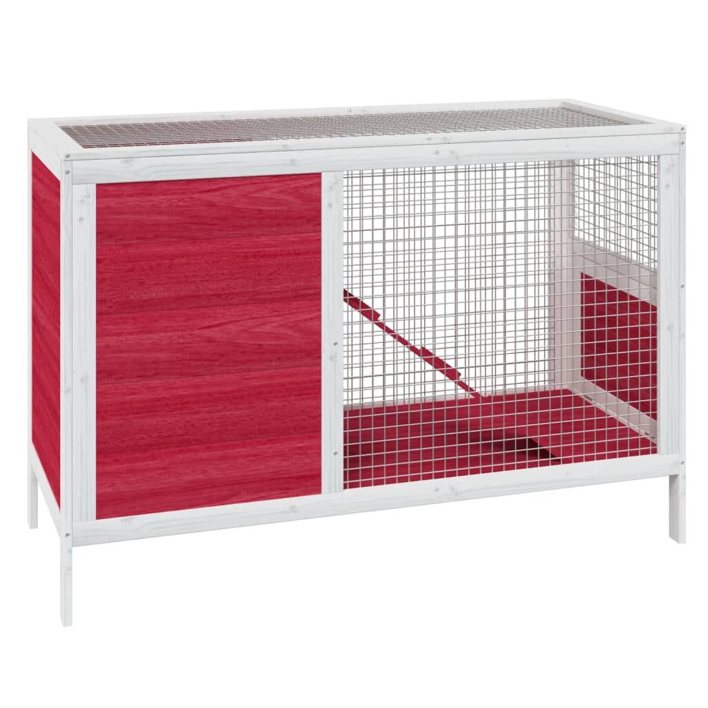 Vidaxl Conejera De Madera Maciza De Pino Roja 103x44x69,5 Cm_0