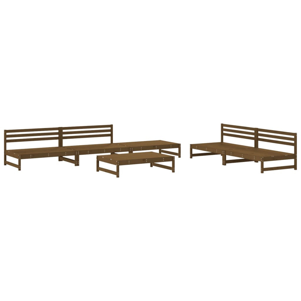 Vidaxl Juego Muebles De Jardín 6 Piezas Madera Maciza Pino Marrón Miel_0