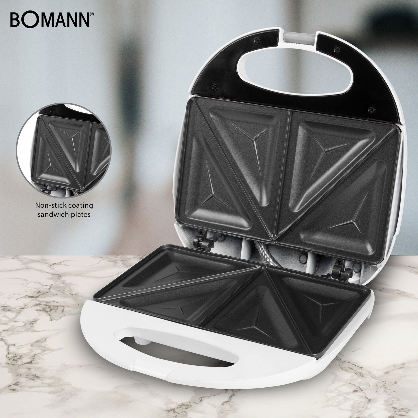 Sandwichera, 2 Sandwiches, Placas Antiadherentes, Regulador Temperatura, Tostado Perfecto Bomann St 5016 Cb 750w_3