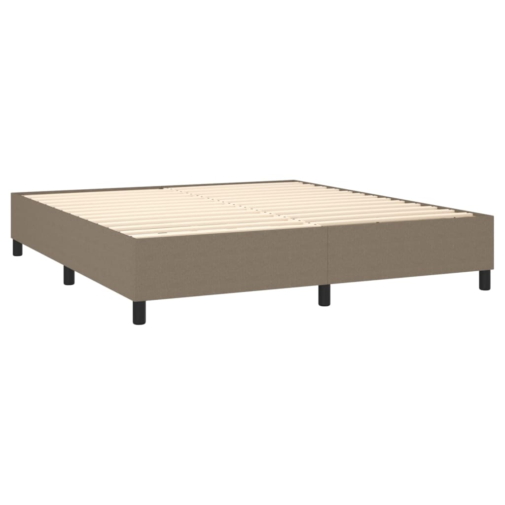 Cama Box Spring Colchón Y Luces Led Tela Gris Taupe 160x200 Cm / Vetonek_4