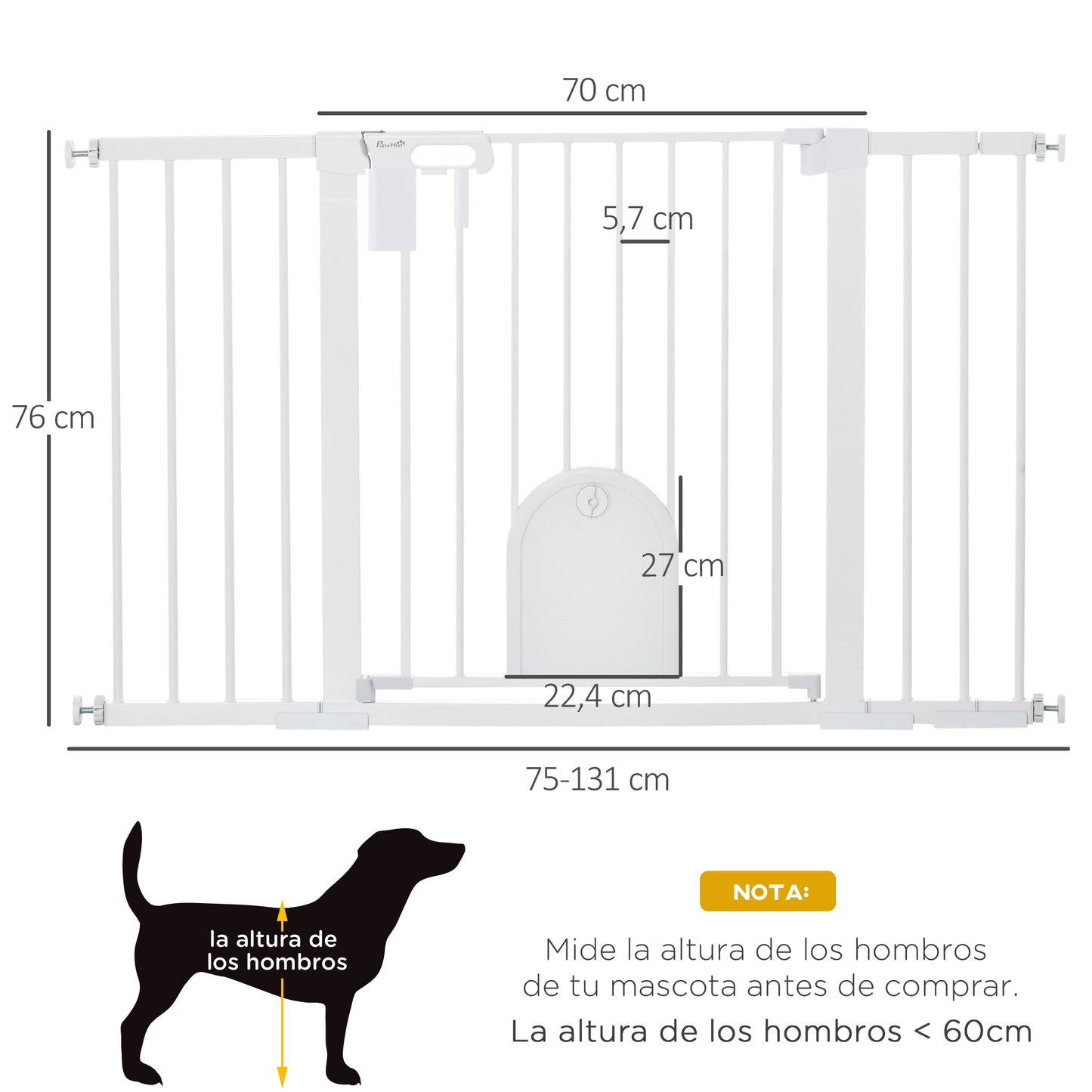 Pawhut Barrera De Seguridad Para Perros Extensible 75-131 Cm_2
