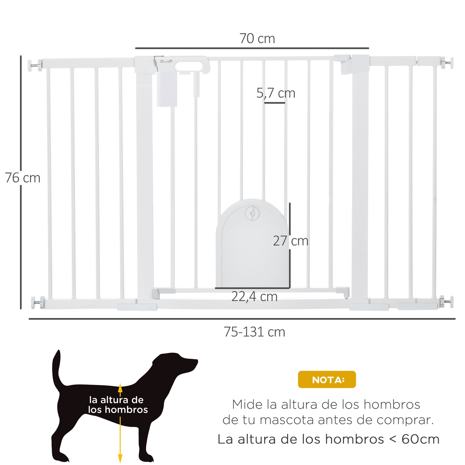 Pawhut Barrera De Seguridad Para Perros Extensible 75-131 Cm_2