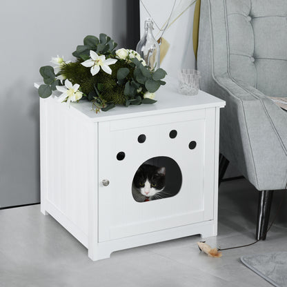 Pawhut Casa Para Gatos De Madera Mueble Arenero Gatos Con Puerta 48x51x51 Cm_1